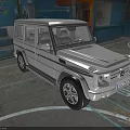 Silver Mercedes Benz G Class SUV Parked In Urban Area With Graffiti Background