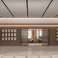Elegant Modern Service Hall Interior Design With Glass Doors And Display Walls