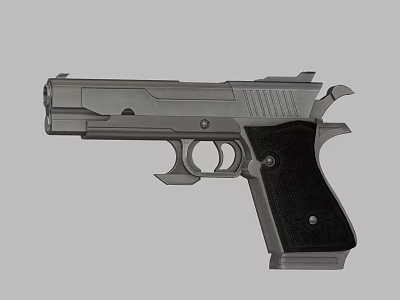Semi Automatic Modern Black Handgun With Metallic Body And Textured Grip Design 3d model