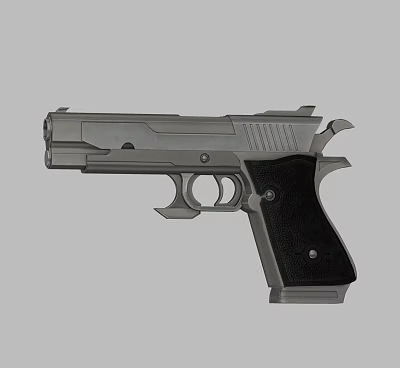Semi Automatic Modern Black Handgun With Metallic Body And Textured Grip Design 3d model