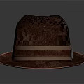 Elegant Brown Textured Hat With Classic Brown Band And Metal Buckle Decoration