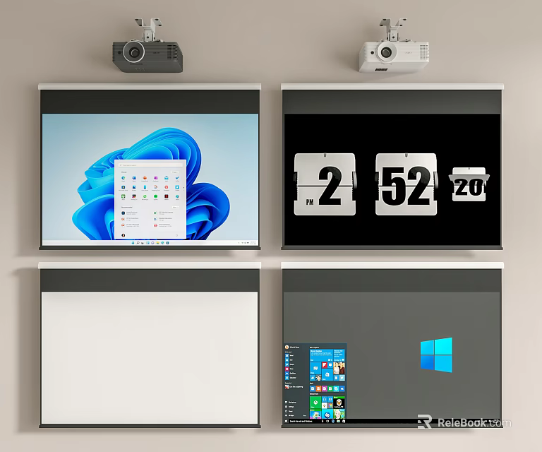 Projection Monitoring System With Multiple Monitor Screens Showing Interfaces Data And Real Time Visualization 3d model 