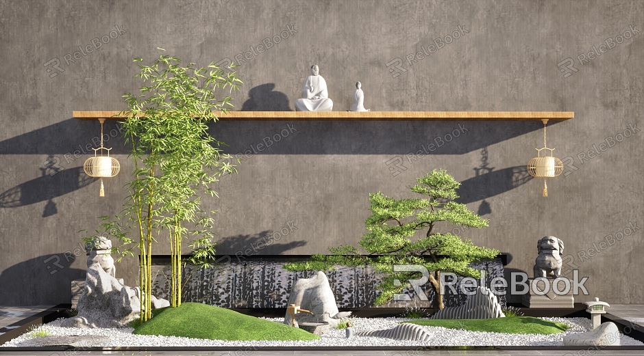 Chinese style landscape sketch courtyard landscape model