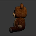 Brown Knitted Teddy Bear Doll With Yellow Belly Black Eyes And Sitting Position