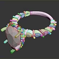 White Decorative Ring With Large Gemstone And Beaded Ornate Band