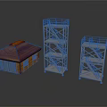Industrial Metal Tower Equipment Featuring Staircases Safety Railings And Platforms