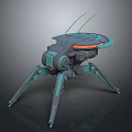 Mechanical Spider Creature With Multiple Legs Antennas And Teal Orange Accents 3d model