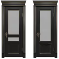 Black Swing Door With Ornate Golden Decorations And Intricate Door Handle