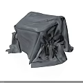Elegant Cube Shaped Furniture Draped With Soft Gray Fabric Material