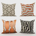 Decorative Pillows Featuring Abstract Geometric Patterns In Brown Orange Black And White 3d model