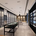 Modern Retail Store Interior With Glass Display Cases Shelves And Bright Lighting