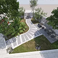 Serene Garden Landscape Design With Winding Pathway Stone Seating And Lush Greenery