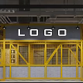 Industrial Style Shopping Mall Lobby With Exposed Pipes Metal Structures And Loft Signage