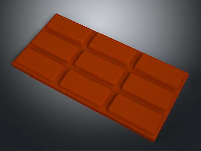 Premium Orange Chocolate Bar Featuring Rectangular Segments And Glossy Finish 3d model