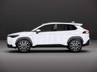 White Modern SUV Car With Streamlined Design And Black Alloy Wheels Side View 3d model