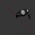 Sci Fi Character In Black Armor With White Helmet And Red Lightsaber