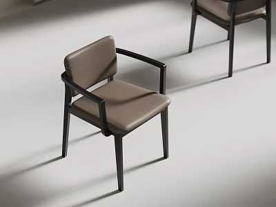 Modern Single Chair With Light Brown Leather Seat And Black Metal Frame 3d model