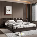 Sleek Modern Bedroom Interior Design With Leather Headboard Decorative Painting Large Window And Area Rug