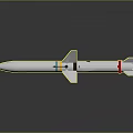 Streamlined Military Missile With Colorful Bands Tail Fins And Red Tail Section