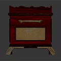 Ornate Red And Gold Decorative Chest With Carved Details And Ornate Feet