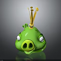 Green Pig Character With Yellow Crown And Big Eyes 3D Model Design
