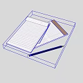Open Lined Notebook With White Pages Brown Cardboard Edge And Black Pencil