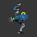Blue And Yellow Robot Character With Mechanical Creature Design And Limb Details
