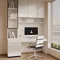 Modern Home Office Workspace With White Desk Apple iMac White Chair And Window Blinds