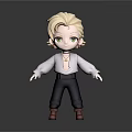 Game Movie Character With Blonde Hair Green Eyes Light Colored Shirt Dark Pants Brown Boots