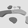 Modern Modular Sofa Coffee Table Combination With Irregular Gray And Light Gray Shapes Design 3d model