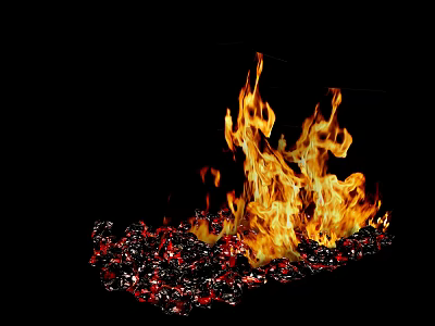 Decorative Garden Ornaments Featuring Flaming Fire And Burning Coals On Black Background 3d model
