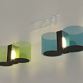 Green and Blue Artistic Craft Wall Lamps with Modern Illuminated Design