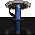 Modern PC Water Cooling System with Blue Flowing Water and Circular Base Design 3d model