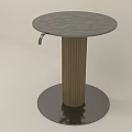 Modern Textured Round Metal Side Table With Fluted Column Base For Elegant Living Room Decor