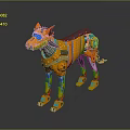 Orange Metallic Robotic Dog 3D Model With Blue Eyes And Mechanical Details