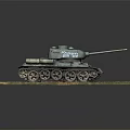 Weathered Green Military Tank Model Placed on Grass with Fallen Leaves