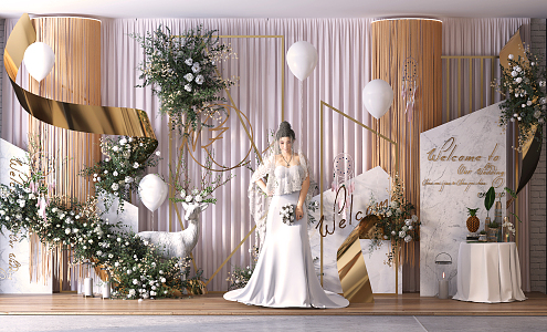 Modern Beauty Chen Champagne Wedding Photo Area 3d model