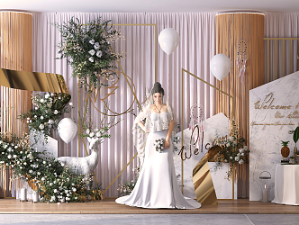 Modern Beauty Chen Champagne Wedding Photo Area 3d model