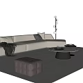 Italian Sofa Coffee Table Combination Leather Sofa Stool Leisure Chair Floor Lamp Side Table Lamp Coffee Table 3d model