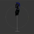 Detailed Warrior Armor Featuring Blue Feather Helmet and Scaly Breastplate Design