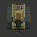 3D Cartoon Tank With Yellow Body Green Cannon Tracks And Spikes