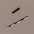 Modern Slim Linear Pendant Light With Black Frame And Hanging Cords Design 3d model