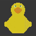 Yellow Duck Shaped Building Blocks Toy With Green Eyes And Orange Beak