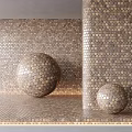 Interior Wall Covered With Hexagonal Mosaic Tiles And Decorative Spheres 3d model