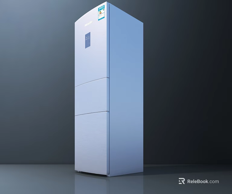 Silver Upright Refrigerator Freezer With Sleek Surface Modern Display Panel And Minimalist Design 3d model