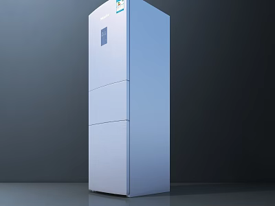 Silver Upright Refrigerator Freezer With Sleek Surface Modern Display Panel And Minimalist Design 3d model