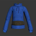 Blue Hooded Sweatshirt With Drawstring And Brown Front Pocket For Daily Use