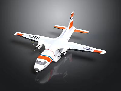 Aerospace Model Airplane With White Body Orange Blue Stripes And Wing Logo 3d model