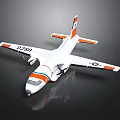 Aerospace Model Airplane With White Body Orange Blue Stripes And Wing Logo