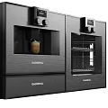 Modern Kitchen Appliances Featuring Glass Door Control Panel And Knobs In Black Silver 3d model